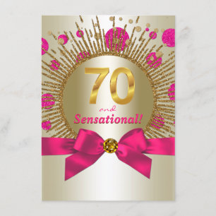 Invitation Fête des 70 ans d'une femme Fuchsia Or