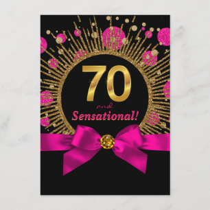 Invitation Fête des 70 ans d'une femme Rose et Or