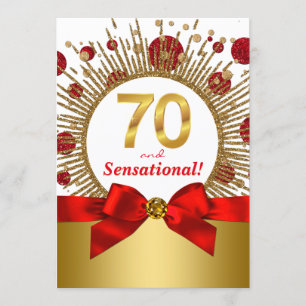 Invitation Fête des 70 ans d'une femme Rouge et Or