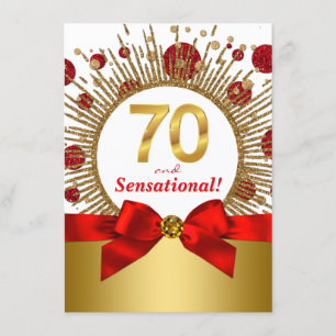 Invitation Fête des 70 ans d'une femme Rouge et Or