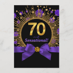 Invitation Fête des 70 ans d'une femme Violet et Or