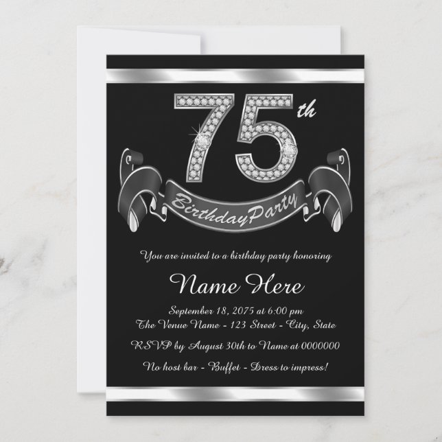 Invitation Fête des 75 ans Argent (Devant)