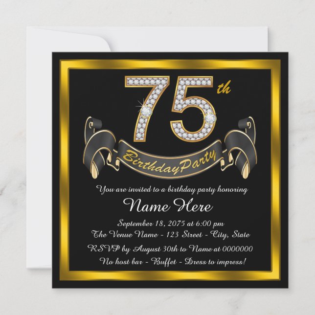 Invitation Fête des 75 ans de diamant d'or (Devant)