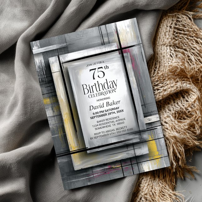 Invitation Fête des 75 ans en Gris Moderne (Créateur téléchargé)