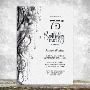 Invitation Fête des 75 ans Fleurs et Diamants