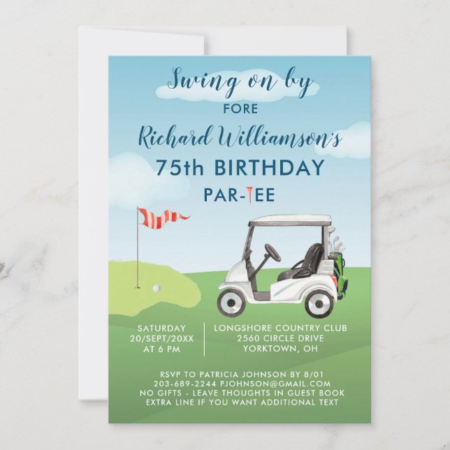 Invitation Fête des 75 ans thème golf masculin   (Devant)