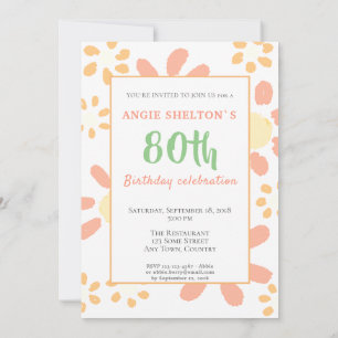 Invitation Fête des 80 ans Fleurs Motivation Drôle