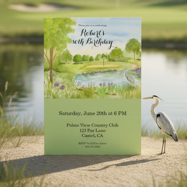Invitation Fête des 80 ans sur un parcours de golf tropical (Créateur téléchargé)