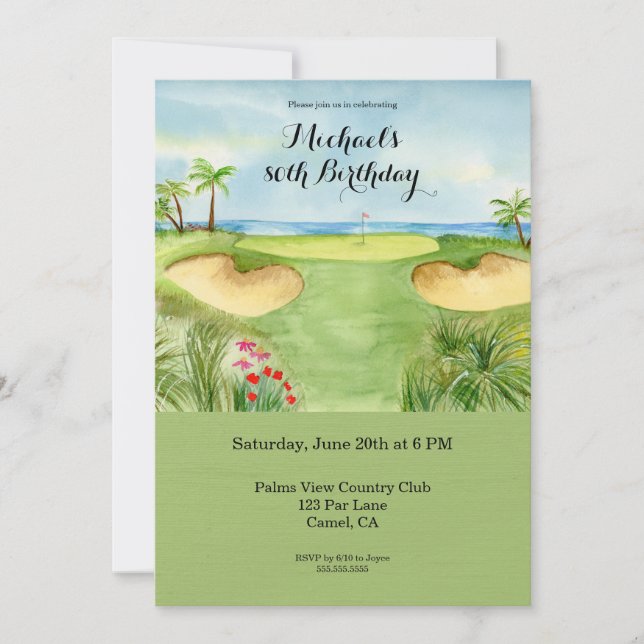 Invitation Fête des 80 ans sur un parcours de golf tropical (Devant)