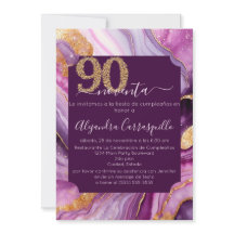 Fête des 90 ans en Agate Violet Élégant Espagnol