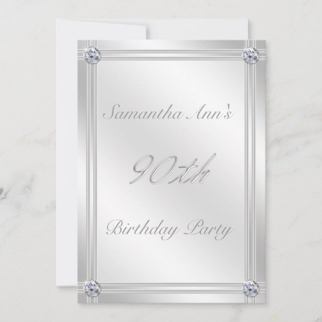 Invitation Fête des 90e anniversaire de l'effet d'argent et d (Devant)