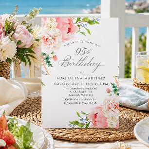 Invitation Fête des 95 ans Féminin Roses Roses Florales