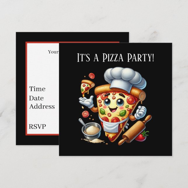 Invitation Fête des amateurs de pizza cool  (Devant / Derrière)