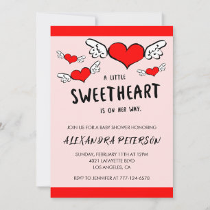 Invitation Fête des amoureux baby shower nouveau-né cœurs