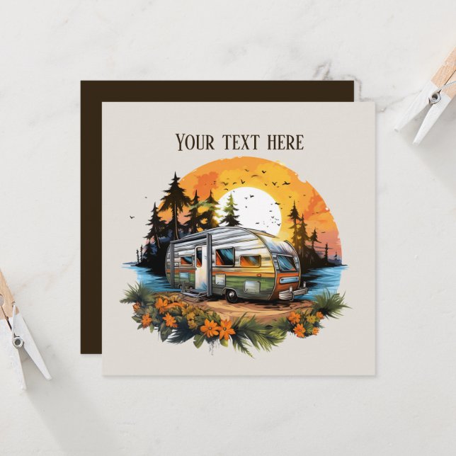 Invitation Fête des amoureux du camping cool (Devant/Arrière en situation)