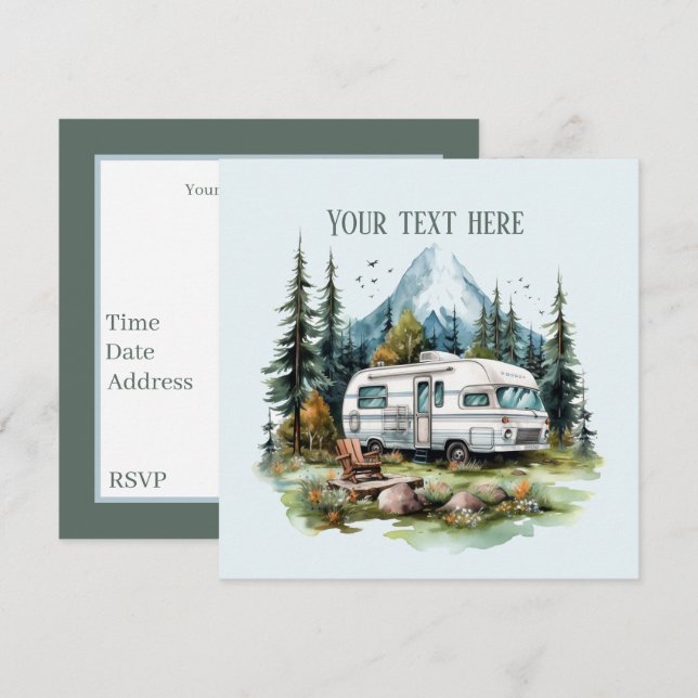 Invitation Fête des amoureux du camping cool (Devant / Derrière)