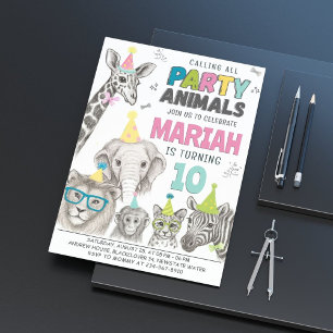 Invitation Fête des animaux   Anniversaire des animaux sauvag
