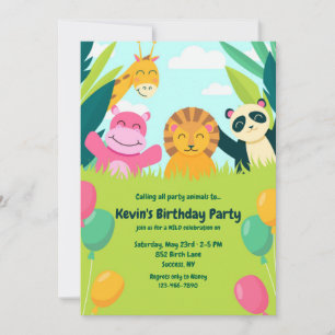 Invitation Fête des animaux d'anniversaire