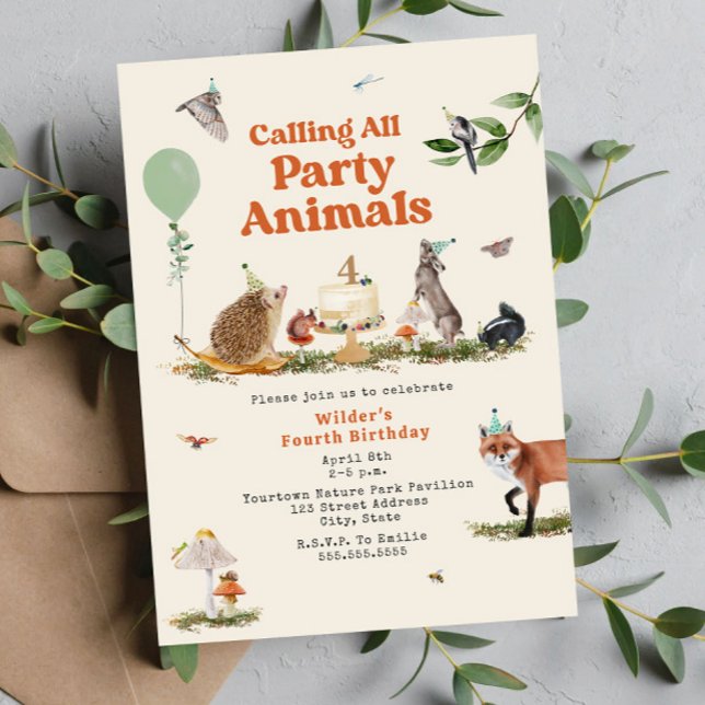 Invitation Fête des animaux de bois fête d'anniversaire (Créateur téléchargé)