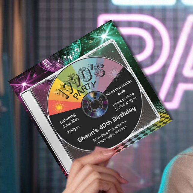 Invitation Fête des années 1990, dans les années 1990, style  (Créateur téléchargé)