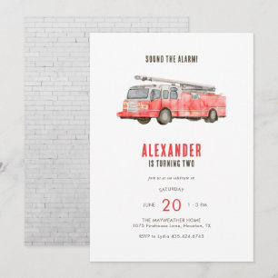 Invitation Fête des Anniversaires de enfants de camion-feu