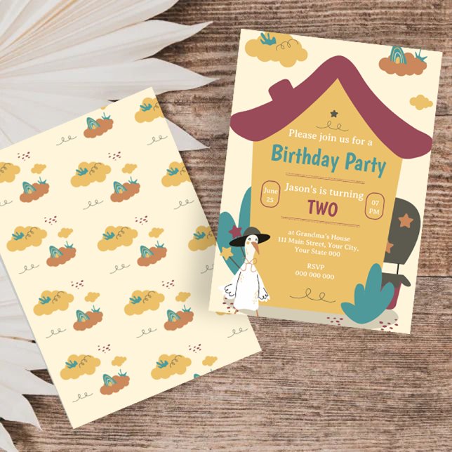 Invitation Fête des Anniversaires de enfants de la maison con (Cozy House Kids Birthday Party Invitation)