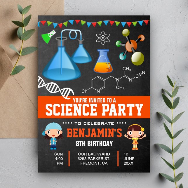 Invitation Fête des Anniversaires de enfants de la science fo (Créateur téléchargé)