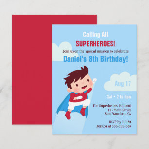 Invitation Fête des Anniversaires de enfants du Superhero Boy