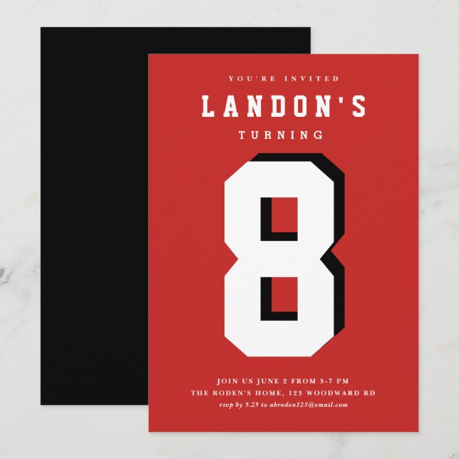 Invitation Fête des anniversaires de enfants sportifs (Devant / Derrière)