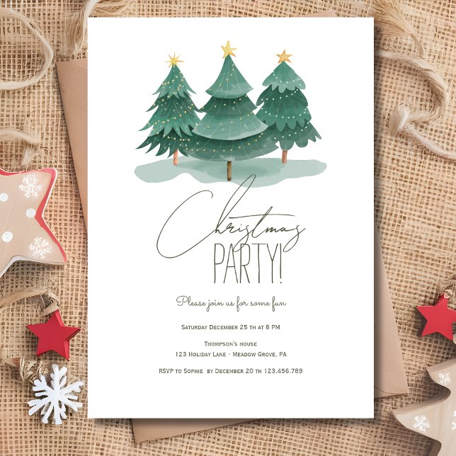 Invitation Fête des arbres de Noël simples (Créateur téléchargé)