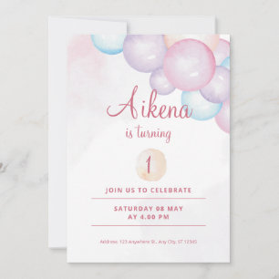 Invitation Fête des ballons 1er anniversaire