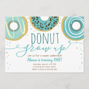 Invitation Fête des beignes Blue Boy Premier anniversaire