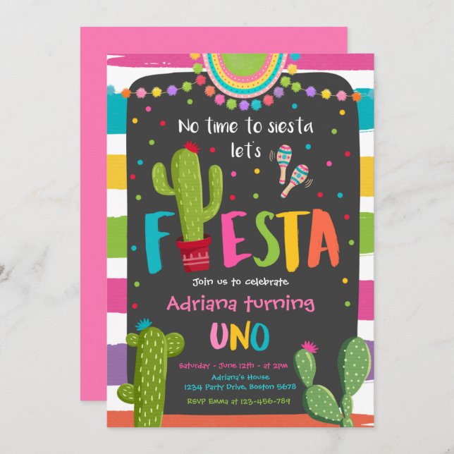 Invitation Fête des Cactus mexicains (Devant / Derrière)