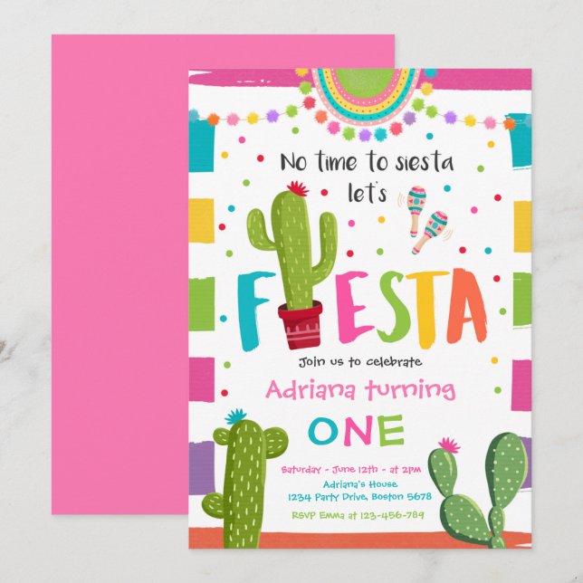 Invitation Fête des Cactus mexicains (Devant / Derrière)