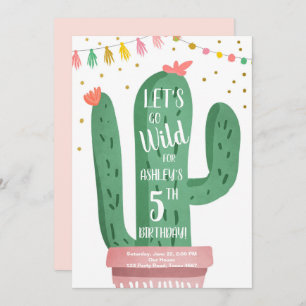 Invitation Fête des Cactus Wild One Birthday