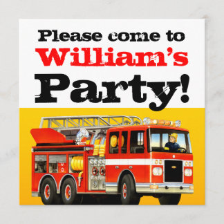 Invitation Fête des camions d'incendie pour les enfants 3 ans