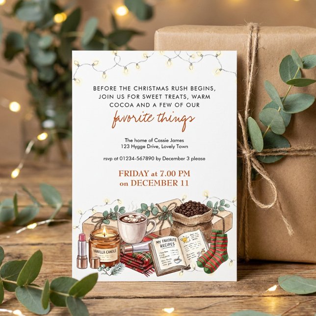 Invitation Fête des Choses Préférées de Fêtes Cozy (Favorite Things Cozy Holiday Season Pre Christmas Party Invitation by Darling & May)
