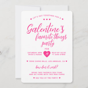 Invitation Fête des choses préférées de la Galentine