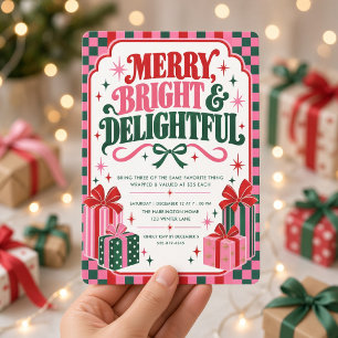 Invitation Fête des Choses Préférées de Noël Rose Vert