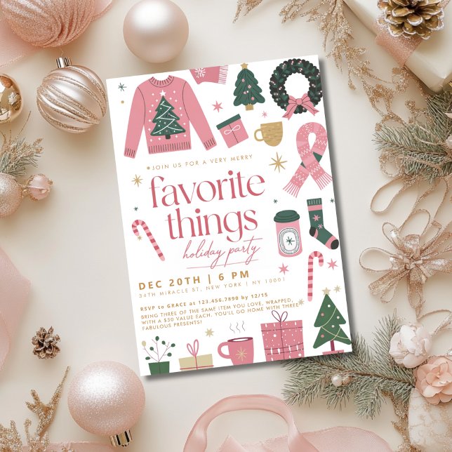 Invitation Fête des Choses Préférées Fille Rose (Créateur téléchargé)