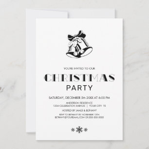 Invitation Fête des cloches de Noël en noir et blanc