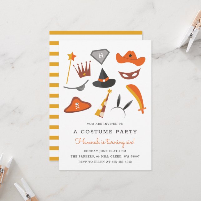 Invitation Fête des costumes Anniversaire de enfant Halloween (Devant/Arrière en situation)