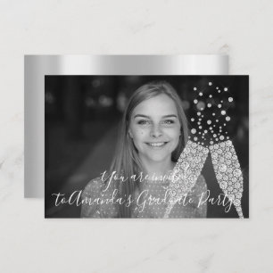 Invitation Fête des diplômés Champaigne en verre bulles Photo