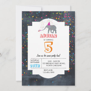 Invitation Fête des éléphants - Fête d'anniversaire animal ga