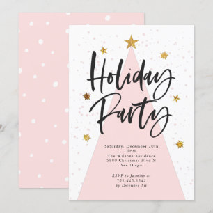 Invitation Fête des étoiles de Noël roses