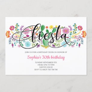 Invitation Fête des femmes adultes Cactus Anniversaire mexica