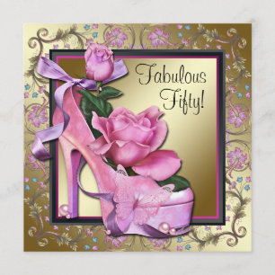 Invitation Fête des femmes Black Pink Gold 50e anniversaire