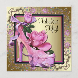 Invitation Fête des femmes Black Pink Gold 50e anniversaire