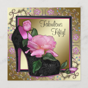 Invitation Fête des femmes Black Pink Gold 50e anniversaire