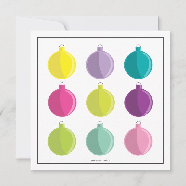 Invitation Fête des Fêtes aux Ornements lumineux rétro (Devant)